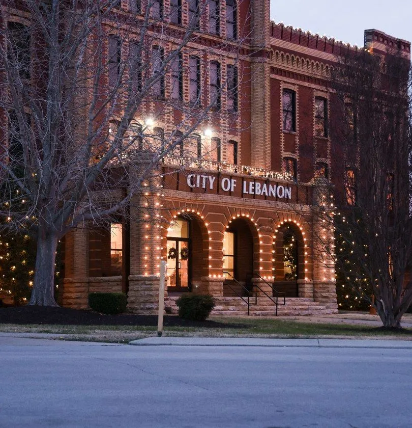 Municipal holiday lighting on city street