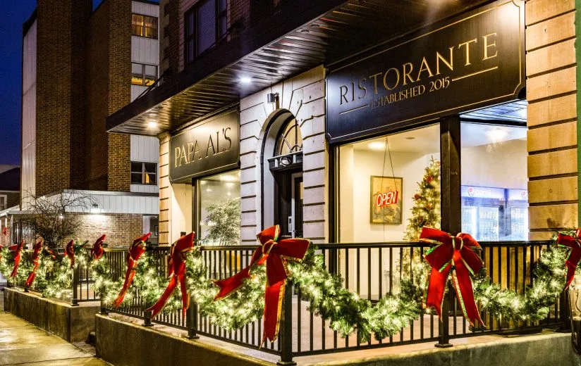 Commercial holiday lighting installation