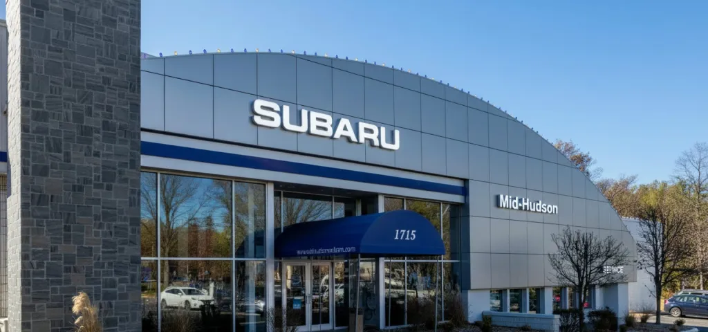A dealership showroom before holiday light installation